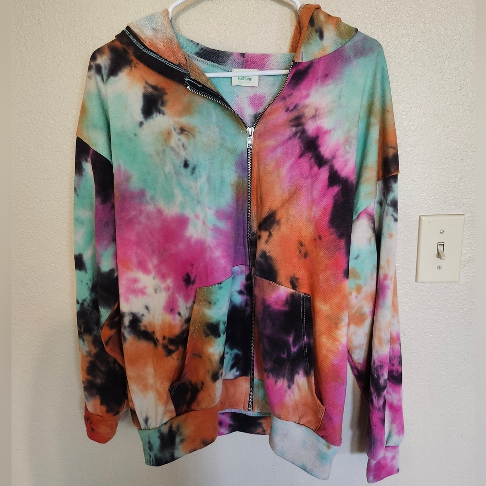 Blue Buttercup Zip Ip Terry Cotton Hoodie